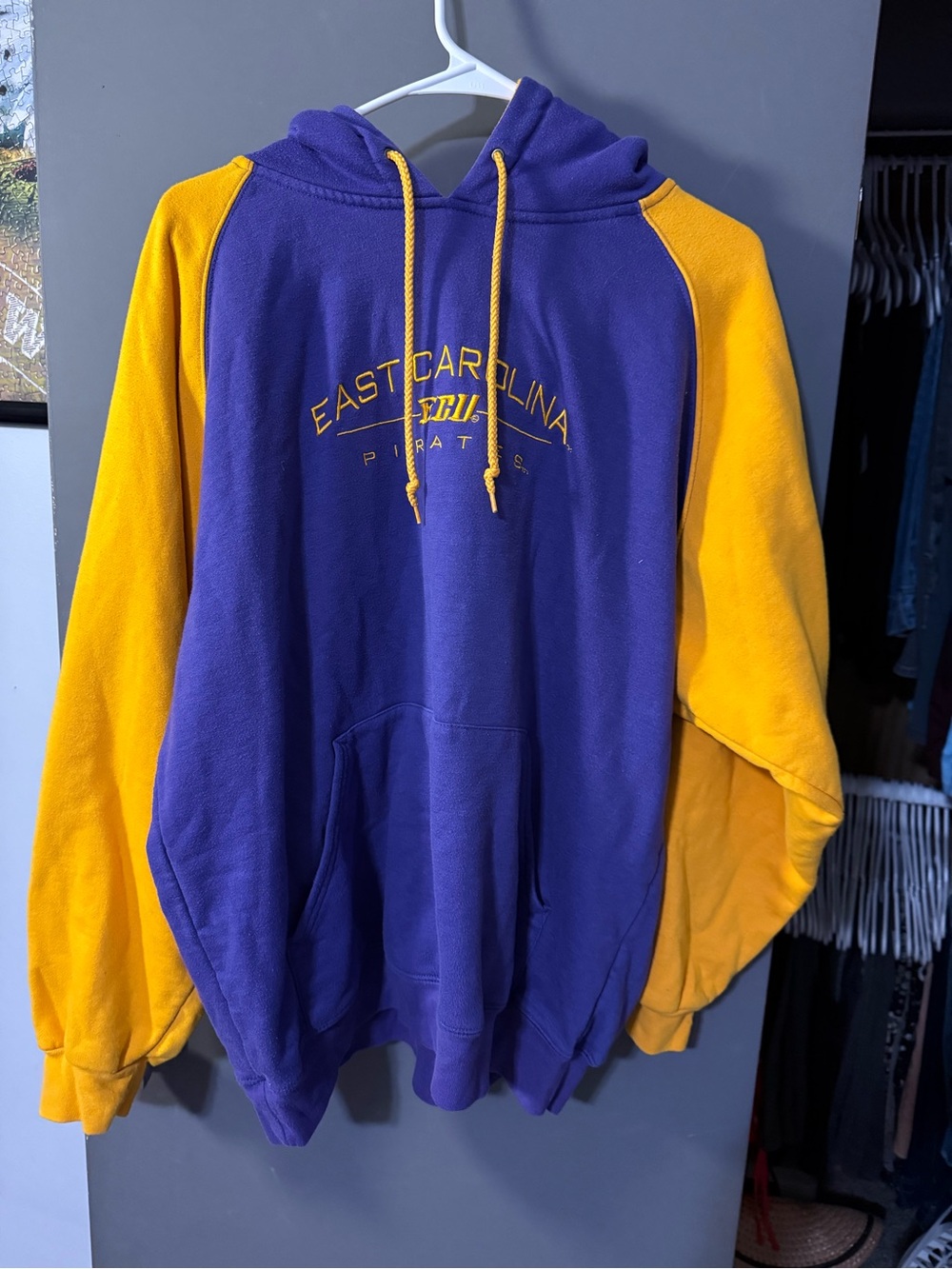 East Carolina Two-Tone Purple & Gold Hooded Pullover Sweatshirt